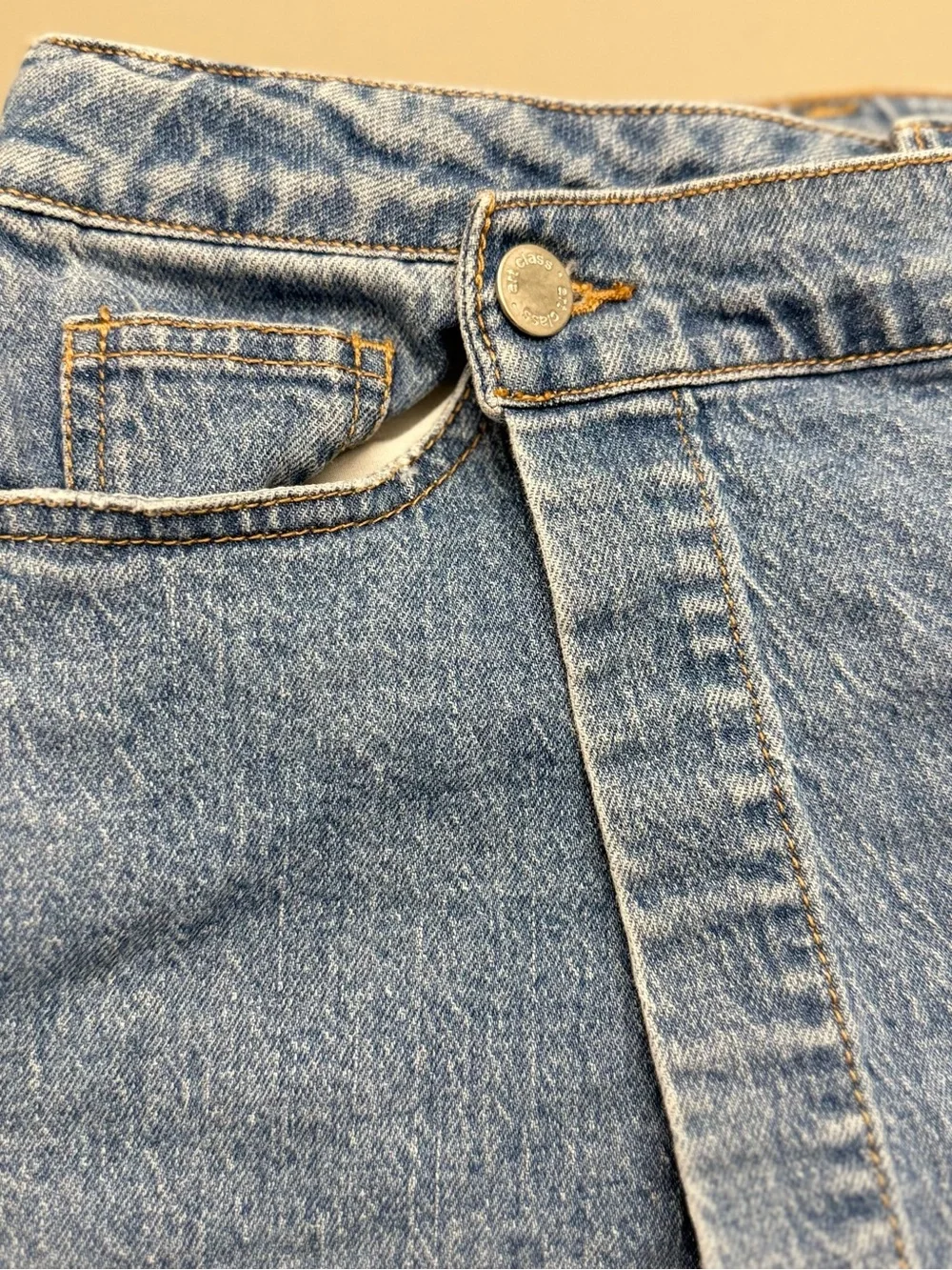 Art Class Denim Wrap Skort XL 14 Blue High Rise Raw Hem Mini Skirt Shorts